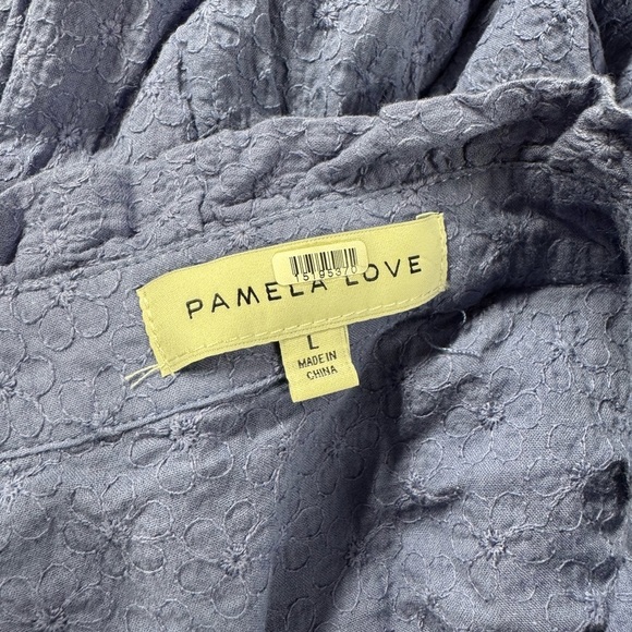 RTR PAMELA LOVE Blue Eyelet Midi Dress L - Picture 12 of 13